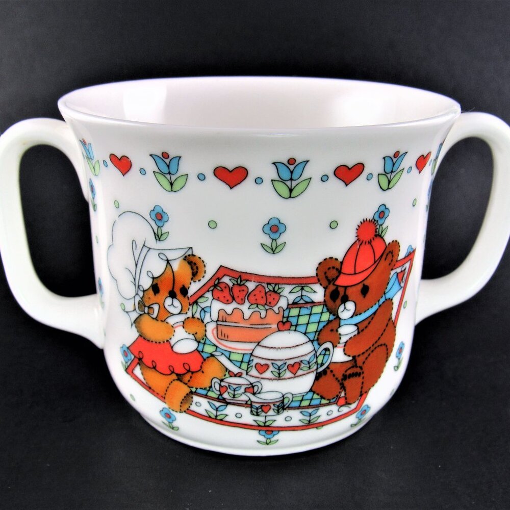 SANGO Bone China TEDDY BEAR's PICNIC Child Mug Cup 2 Handles
